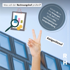 Copyright: Foto: Rechnungshof/Achim Bieniek | Grafik: envato.elements/Icons8/YuriArcursPeopleimages Aufruf zur Bürgerbeteiligung - Copyright: Foto: Rechnungshof/Achim Bieniek | Grafik: envato.elements/Icons8/YuriArcursPeopleimages