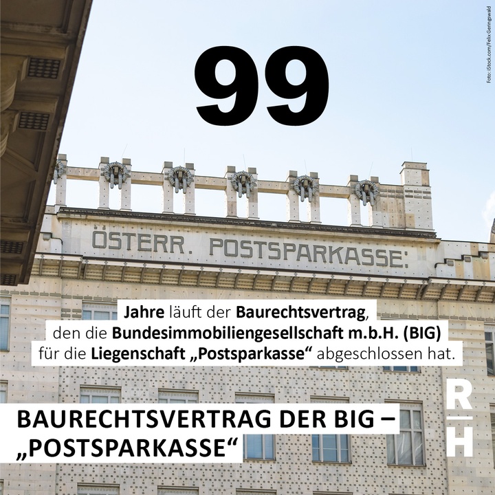 Postsparkasse - BIG hat Baurechts-Vertrag über 99 Jahre abgeschlossen - Copyright: iStock/Felix Geringswald