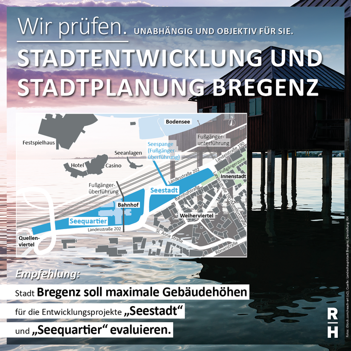 Karte zeigt Stadtteil von Bregenz und die geplanten Areale - Copyright: iStock.com/reach-art (x2); Quelle: Landeshauptstadt Bregenz; Darstellung: RH